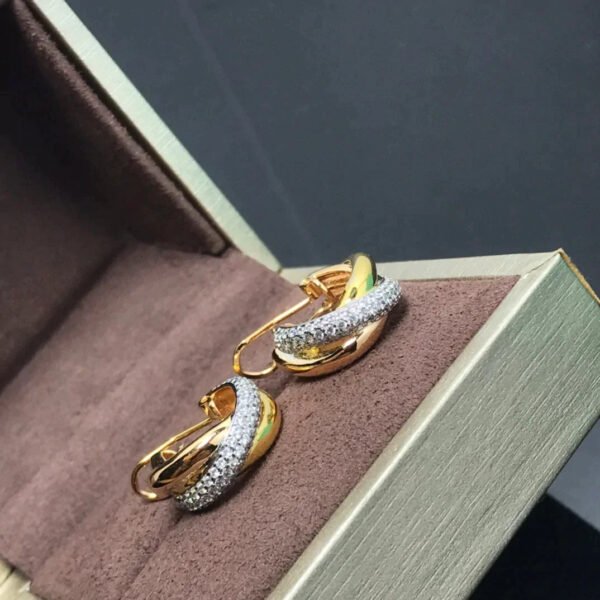 TRINITY EARRINGS PINK GOLD DIAMOND GOLD - Image 5