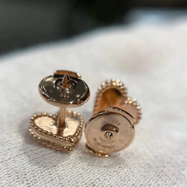 HEART CARNELIAN PINK GOLD STUD EARRINGS - Image 8