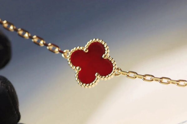 CLOVER 20 MOTIFS CARNELIAN GOLD NECKLACE - Image 6