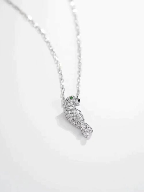 PANTHERE PENDANT SILVER DIAMOND NECKLACE - Image 2