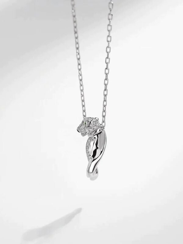 PANTHERE PENDANT SILVER DIAMOND NECKLACE - Image 3