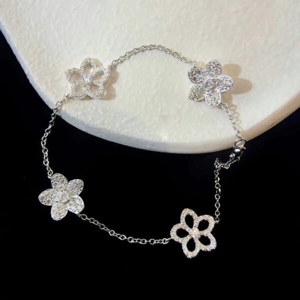 WILDFLOWER 4 MOTIFS SILVER DIAMOND BRACELET - Image 9