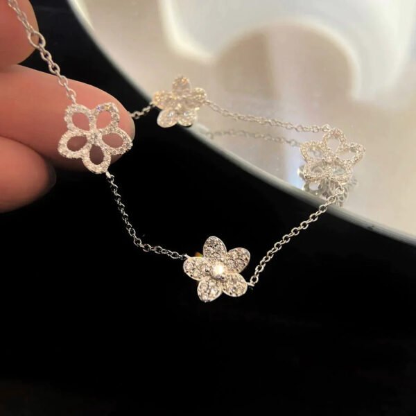 WILDFLOWER 4 MOTIFS SILVER DIAMOND BRACELET - Image 8