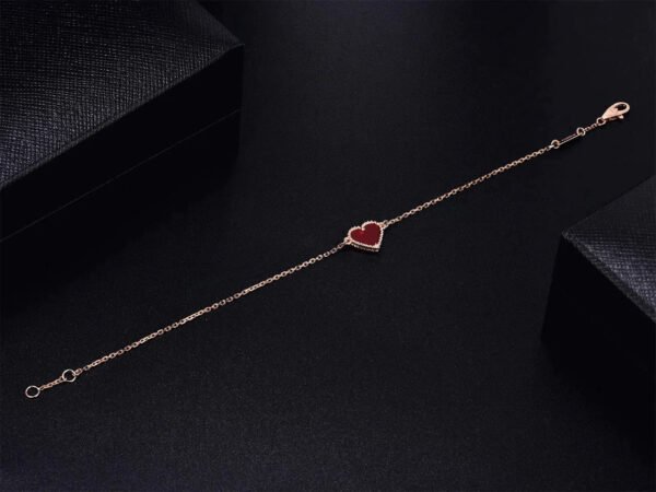 HEART CARNELIAN PINK GOLD BRACELET - Image 3
