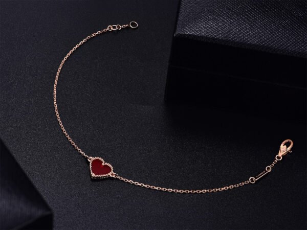 HEART CARNELIAN PINK GOLD BRACELET - Image 4