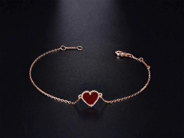 HEART CARNELIAN PINK GOLD BRACELET - Image 5