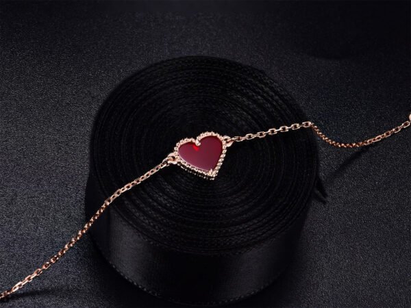 HEART CARNELIAN PINK GOLD BRACELET - Image 6