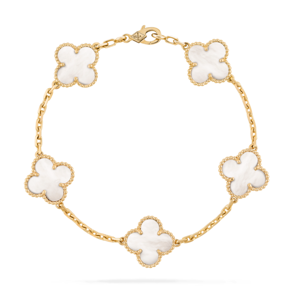 CLOVER BRACELET 5 MOTIFS WHITE MOP - Image 4