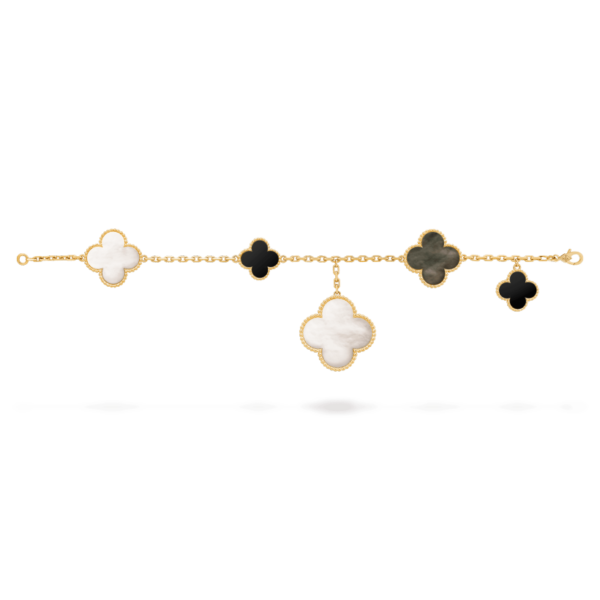 CLOVER BRACELET 5 MOTIFS ONYX MOP - Image 4