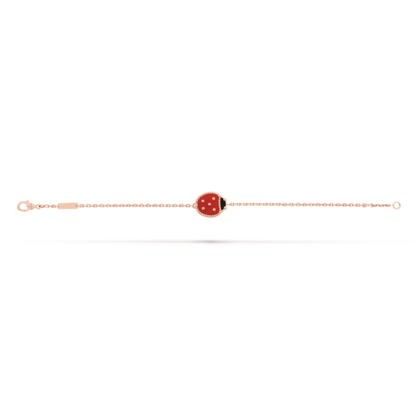 LUCKY SPRING CLOSED WINGS BUG PINK GOLD BRACELET - Image 13