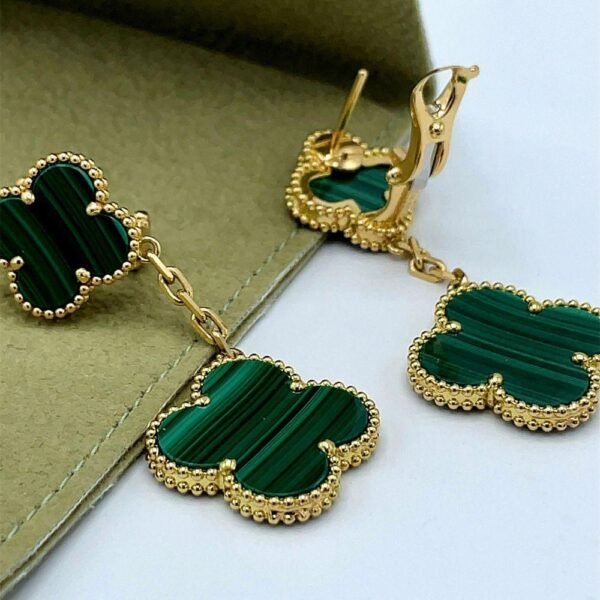 CLOVER 2 MOTIFS GOLD EARRINGS - Image 6