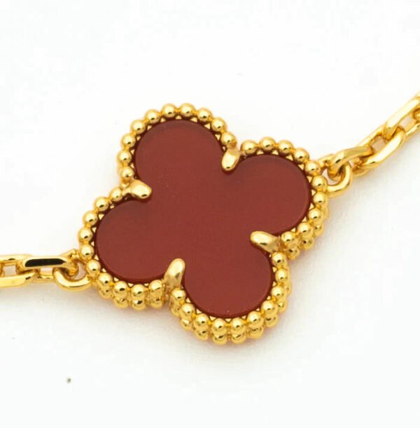 CLOVER BRACELET 5 MOTIFS CARNELIAN DIAMOND - Image 3