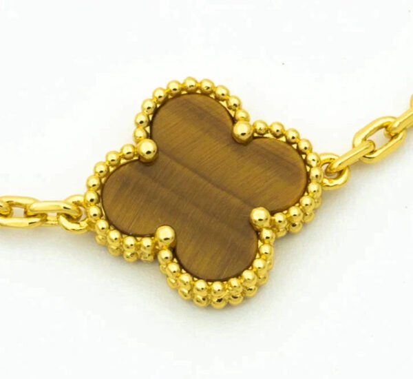 CLOVER BRACELET 5 MOTIFS TIGER EYE - Image 3