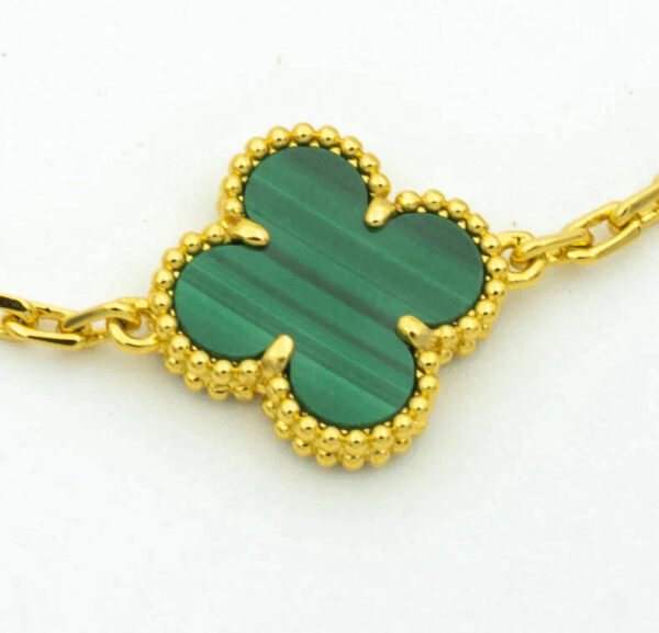 CLOVER MALACHITE DIAMOND BRACELET 5 MOTIFS - Image 3