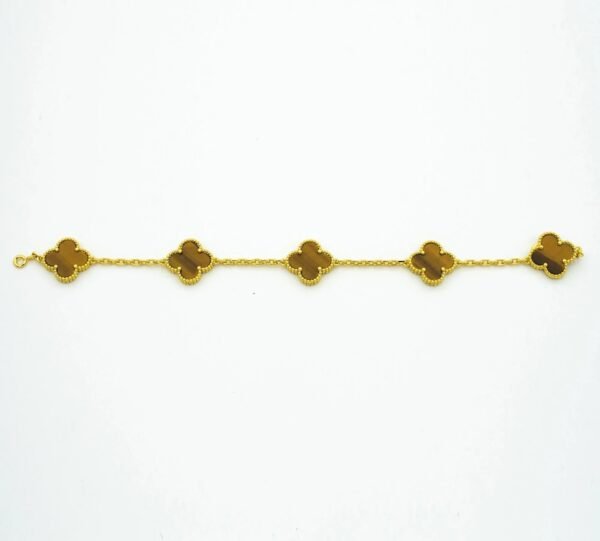 CLOVER BRACELET 5 MOTIFS TIGER EYE - Image 4