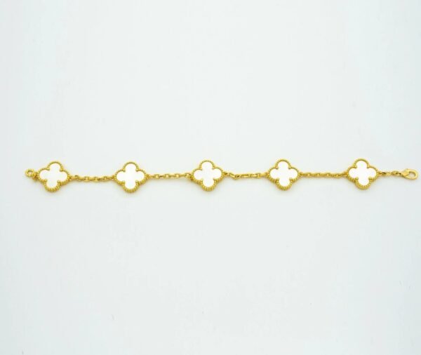 CLOVER BRACELET 5 MOTIFS WHITE MOP - Image 3