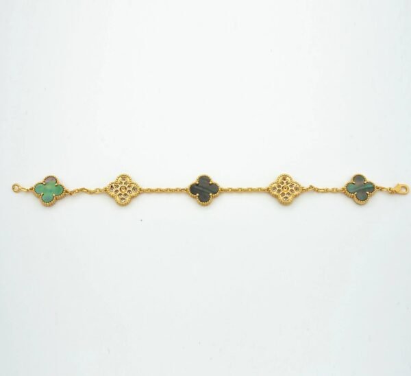 CLOVER BRACELET 5 MOTIFS MOP AND DIAMOND - Image 4