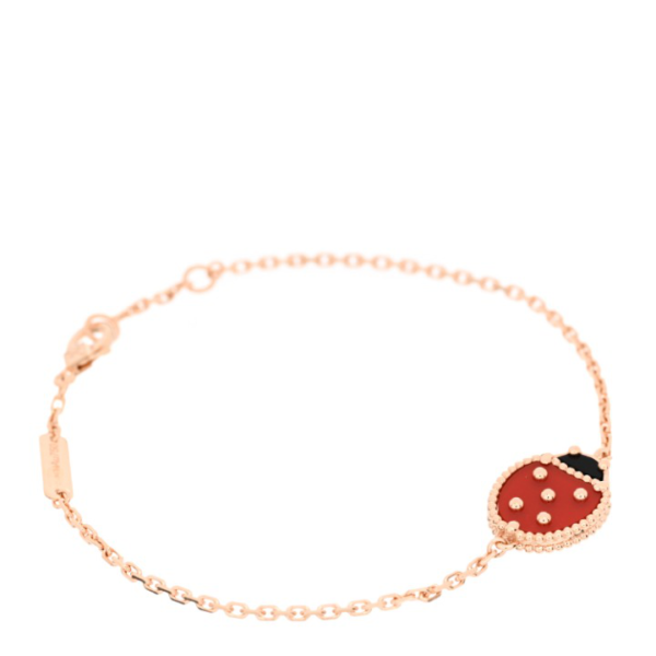 LUCKY SPRING CLOSED WINGS BUG PINK GOLD BRACELET - Image 2