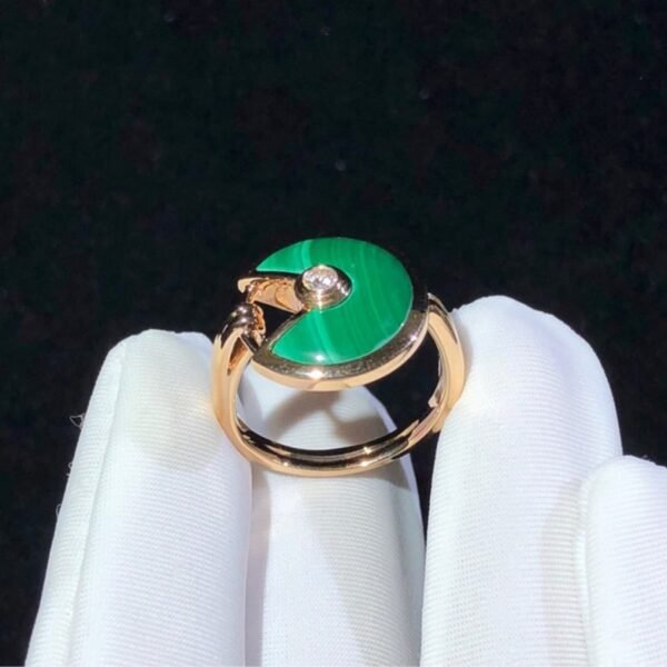 AMULETTE MALACHITE LIGHT RING PINK GOLD DIAMOND - Image 2