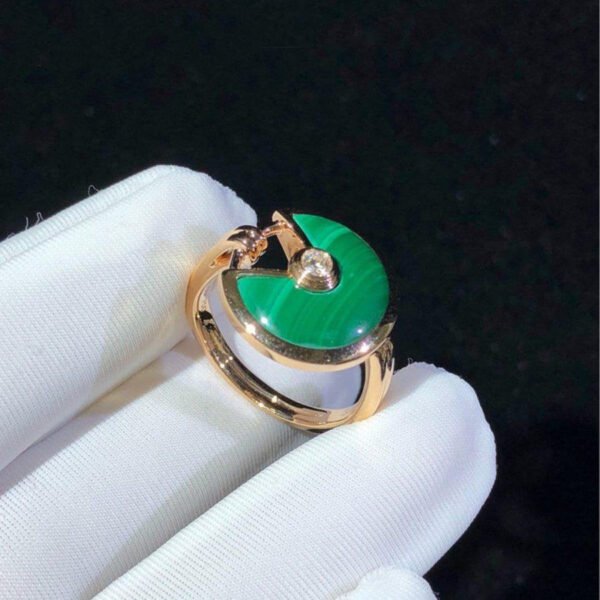 AMULETTE MALACHITE LIGHT RING PINK GOLD DIAMOND - Image 4