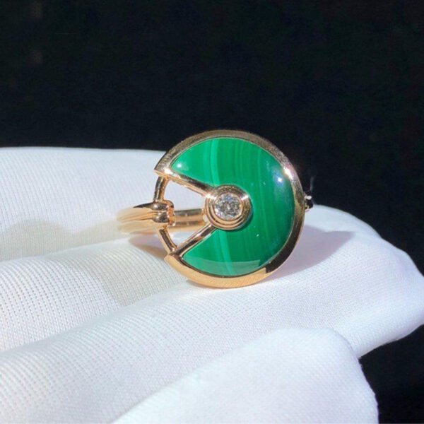 AMULETTE MALACHITE LIGHT RING PINK GOLD DIAMOND - Image 5