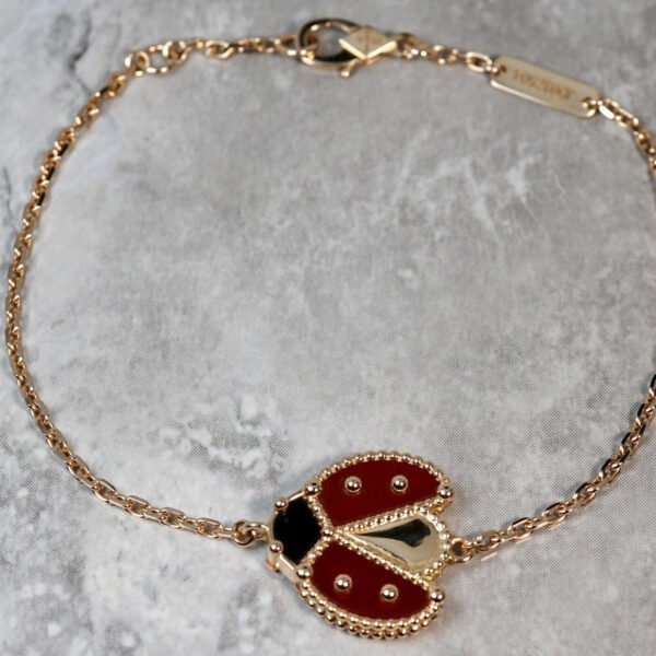 LUCKY SPRING OPEN WINGS BUG PINK GOLD BRACELET - Image 7