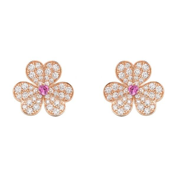 FRIVOLE PINK GOLD FLOWER DIAMOND EARRINGS