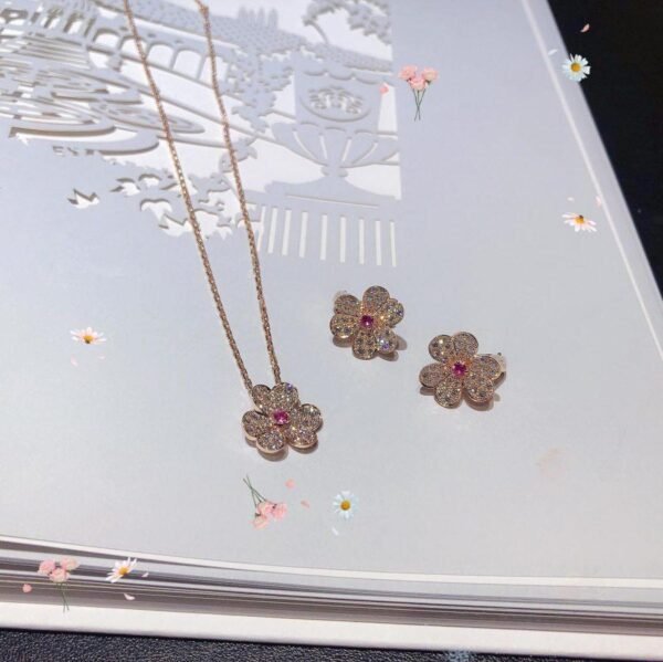 FRIVOLE PINK GOLD FLOWER DIAMOND EARRINGS - Image 5