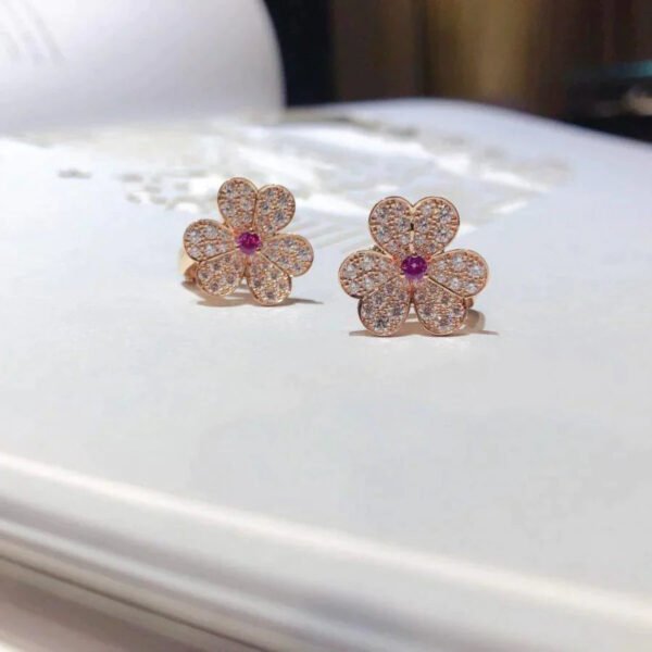 FRIVOLE PINK GOLD FLOWER DIAMOND EARRINGS - Image 6