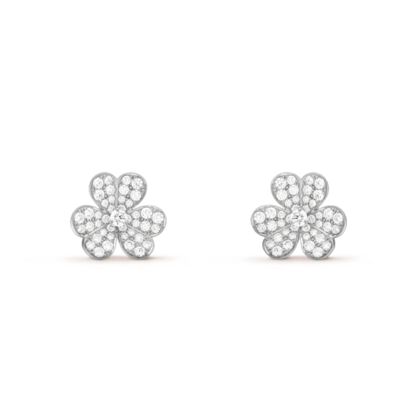 FRIVOLE SILVER FLOWER DIAMOND EARRINGS