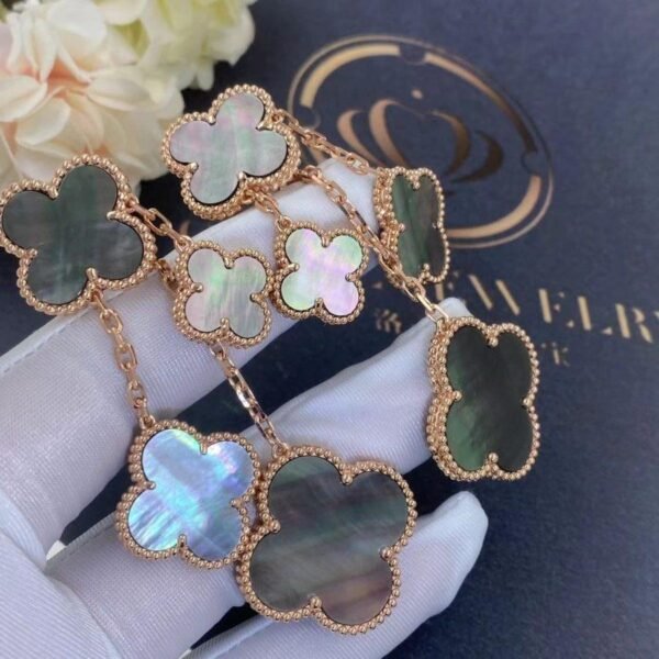 CLOVER EARRINGS DARK MOP 4 MOTIFS PINK GOLD - Image 4