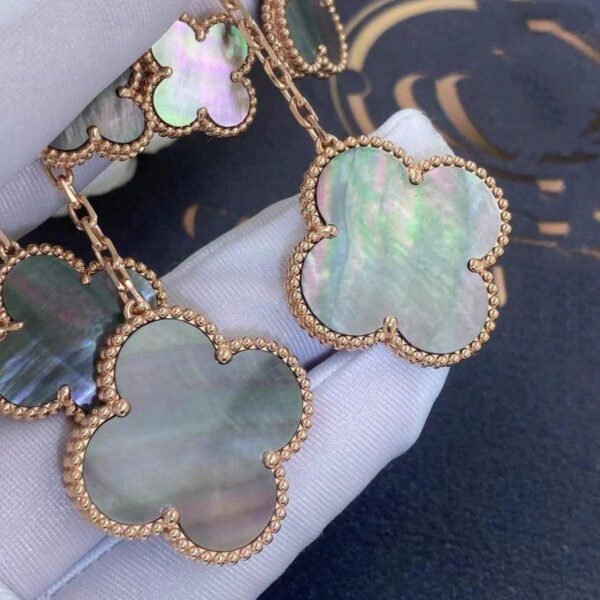 CLOVER EARRINGS DARK MOP 4 MOTIFS PINK GOLD - Image 2