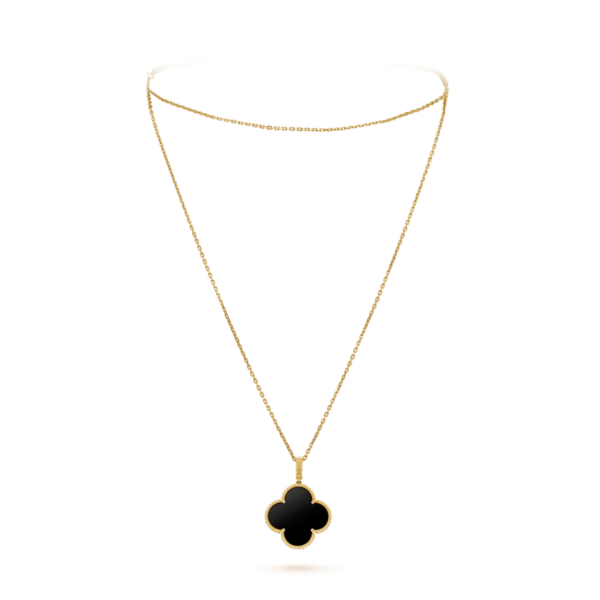 CLOVER SILVER ONYX BIG CLOVER NECKLACE - Image 2
