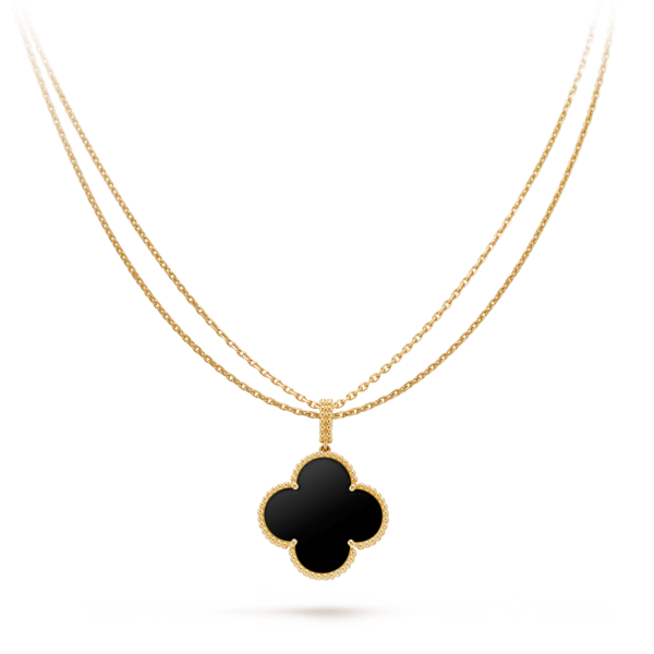 CLOVER SILVER ONYX BIG CLOVER NECKLACE