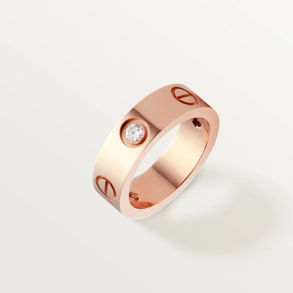 LOVE RING 5.5MM 3 DIAMONDS PINK GOLD - Image 3