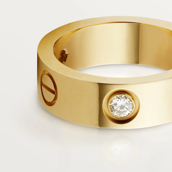 LOVE RING 5.5MM 3 DIAMONDS PINK GOLD - Image 4