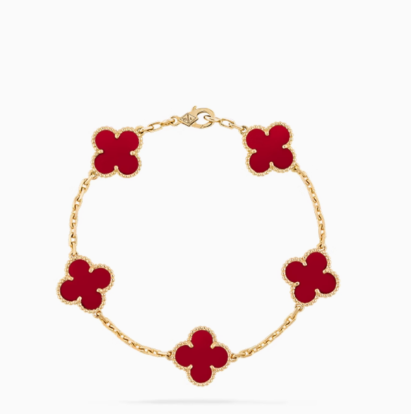 CLOVER BRACELET 5 MOTIFS RED MOP
