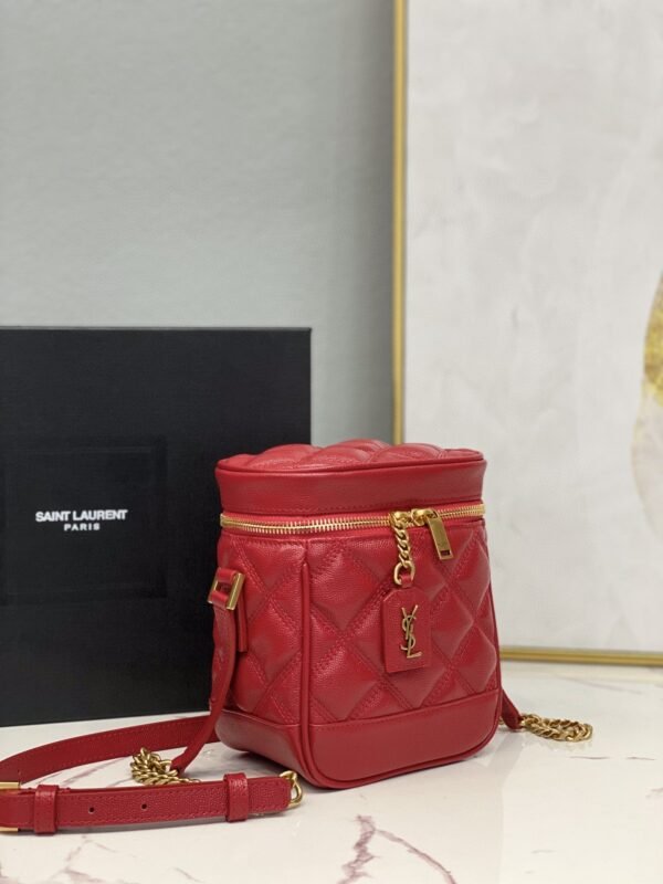 YSSL  Vanity Bag In Carr??-Quilted Grain De Poudre Red For Women 6.4in/16.5cm YSL 649779DME276805 - Image 8