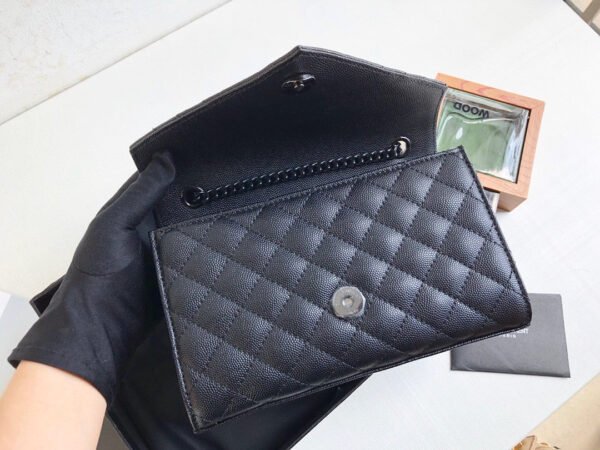 YSSL Envelope Small Bag In Mix Matelass?? Grain De Poudre Black For Women 8.2in/21cm YSL 600195BOW981000 - Image 9