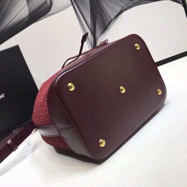 YSSL All-Over Monogram Bucket Bag Burgundy For Women 10.5in/27cm YSL - Image 4