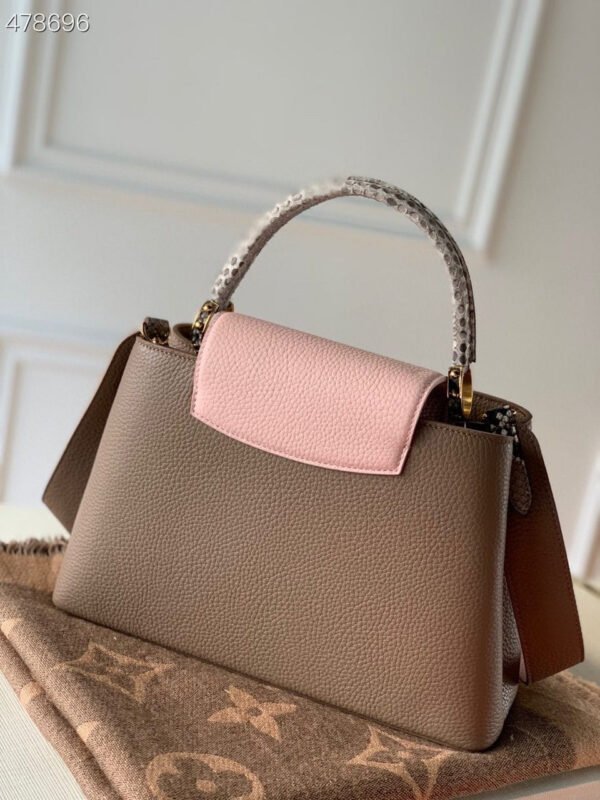 LV Capucines BB Taurillon And Python Taupe Brown/Eau De Rose Pink For Women,  Shoulder And Crossbody Bags 10.4in/27cm LV M57539 - Image 2