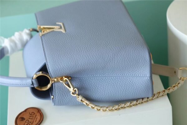 LV Capucines MM Taurillon Light Blue/ Beige For Women, Women's Bags, Shoulder And Crossbody Bags 12.4in/31.5cm LV - Image 4