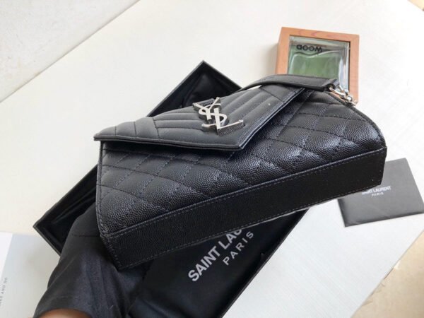YSSL Envelope Small Bag In Mix Matelass?? Grain De Poudre Black For Women 8.2in/21cm YSL 600195BOW921000 - Image 5