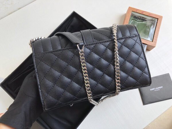 YSSL Envelope Small Bag In Mix Matelass?? Grain De Poudre Black For Women 8.2in/21cm YSL 600195BOW921000 - Image 6