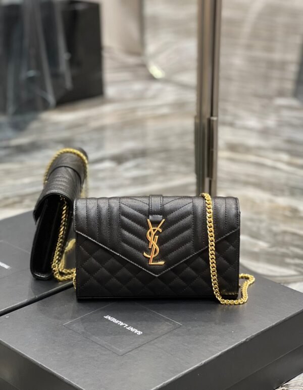 YSSL Envelope Small Chain Bag Black For Women, Women’s Bags 8.6in/22cm YSL