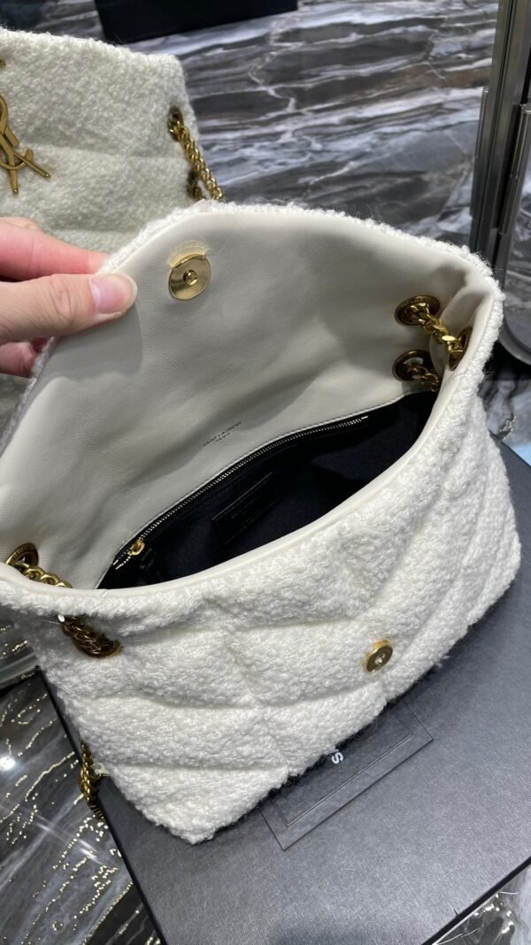 YSSL Puffer Small Chain Bag White For Women, Women’s Bags 11.4in/29cm YSL - Image 7
