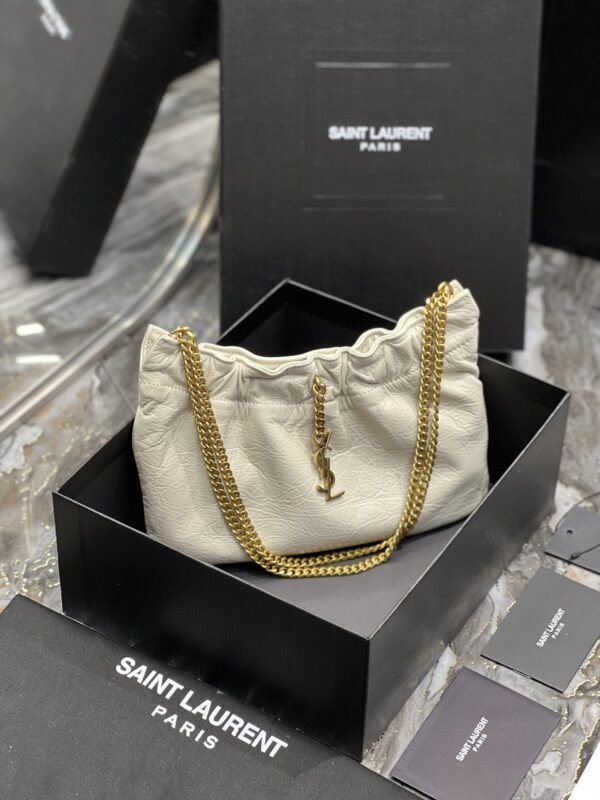 YSSL Hobo Mini Bag White With Bronze Toned Hardware For Women 9.4in/24cm YSl - Image 2