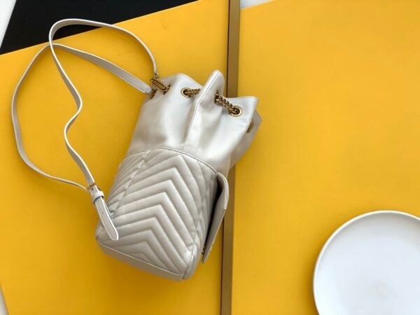 YSSL Joe Backpack In Monogram With Bronze-Toned Hardware White For Women 11.5in/22cm YSL 6726091EL079207 - Image 2