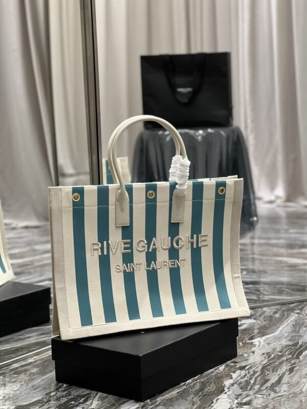 YSSL Rive Gauche Tote Bag In Water Green For Women 18.9in/48cm YSL 499290FAAD51680 - Image 2