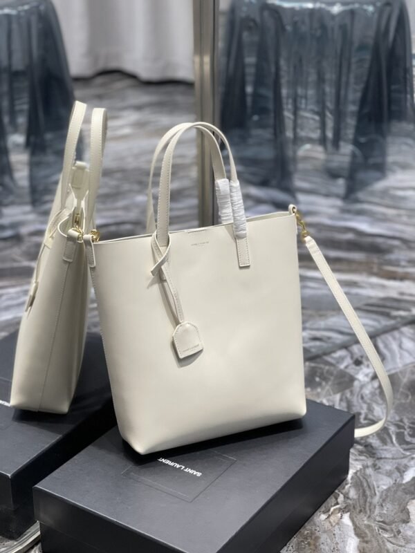 YSSL Shopping Bag White Toy In Supple For Women 11in/28cm YSL 600307CSV0J9207 - Image 2